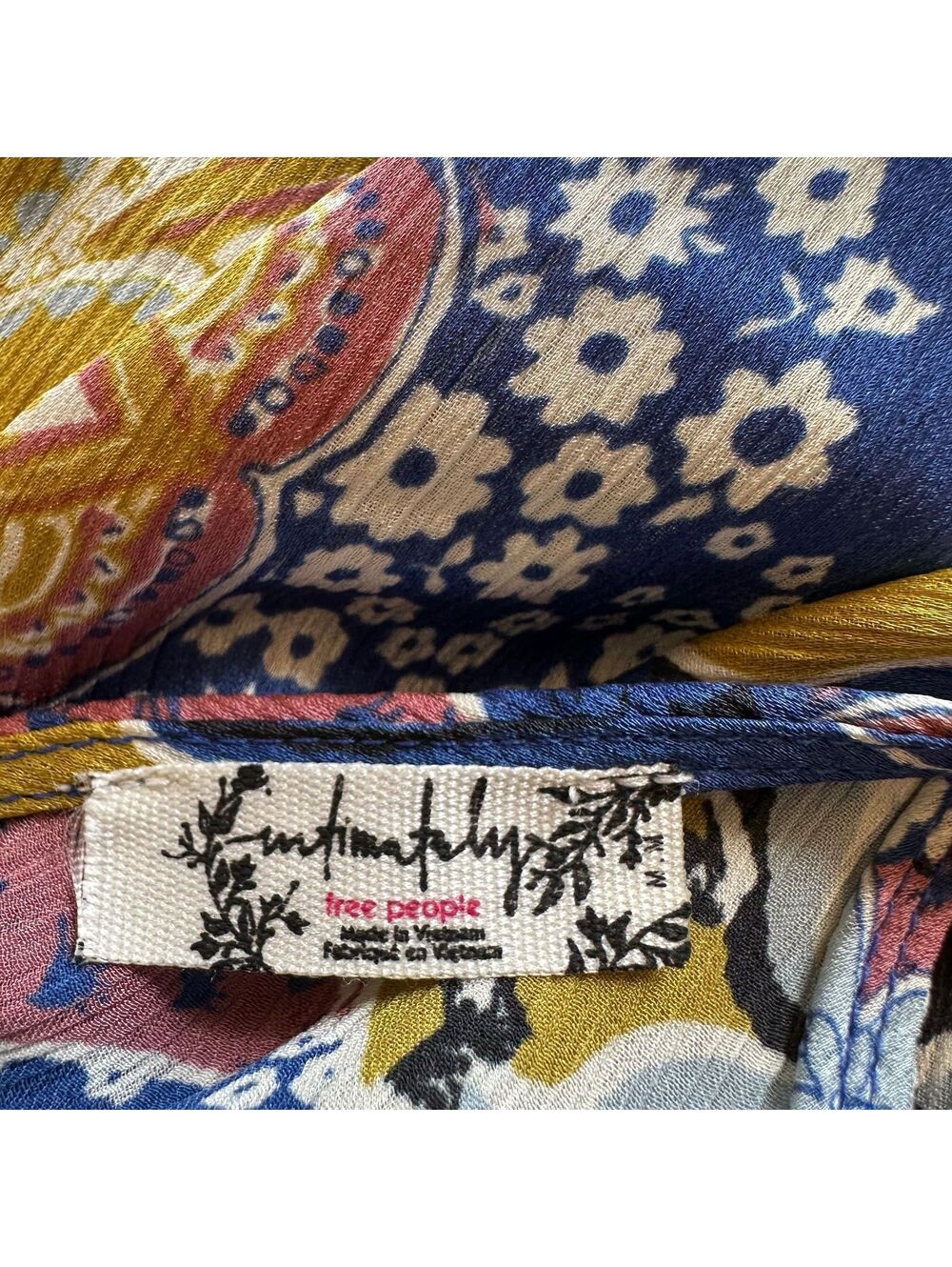Free People Intimately Weekend In Montauk Crop Tank Top MEDIUM Blue Floral Tie - Picture 4 of 6